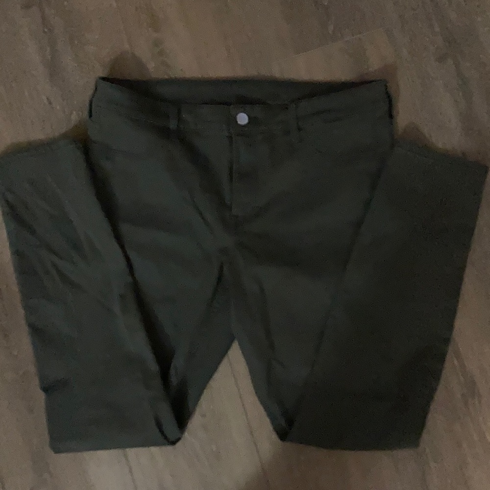 Green denim skinny jeans